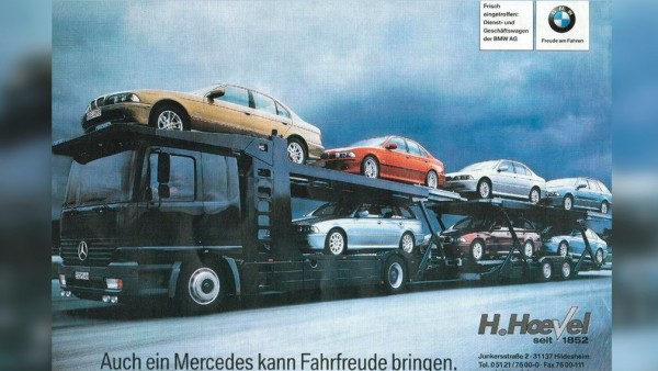 Компания BMW поздравила Mercedes-Benz с днем дальнобойщика в России