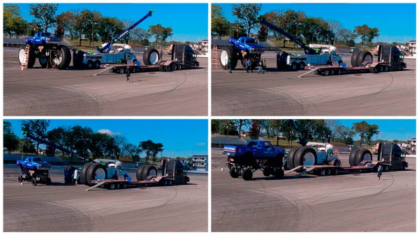 Гигантский монстр-трак поставили на колеса от обычного авто