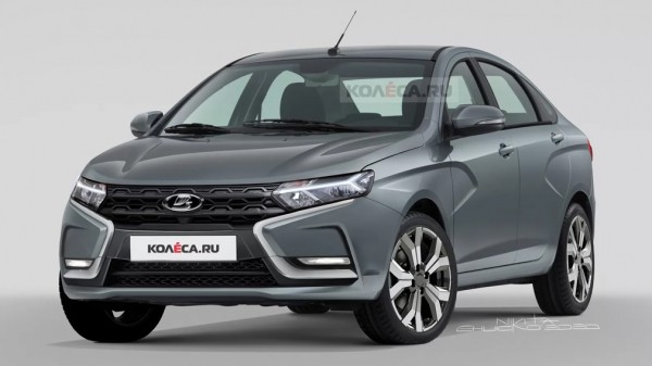 Обновленная модель Lada Vesta показала новые LED-фары в ночи