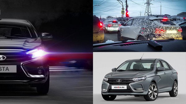 Обновленная модель Lada Vesta показала новые LED-фары в ночи