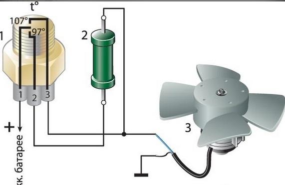Схема подключения вентилятора радиатора