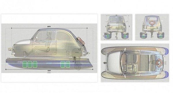 Fiat 500 превратили в лодку