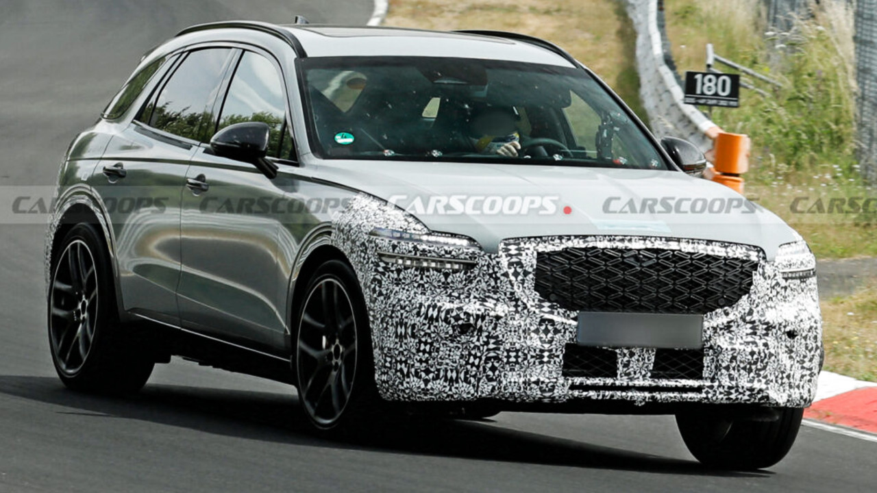 Иллюстрация 101auto.ru: Genesis GV70 Hybrid заметили на тестах: у кроссовера появится новая решётка и гибридная установка
