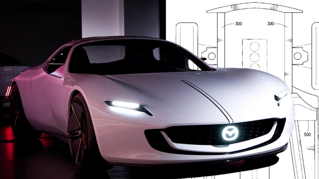 Иллюстрация 101auto.ru: Mazda запатентовала спорткар с «бабочками» и передним мотором без ротора