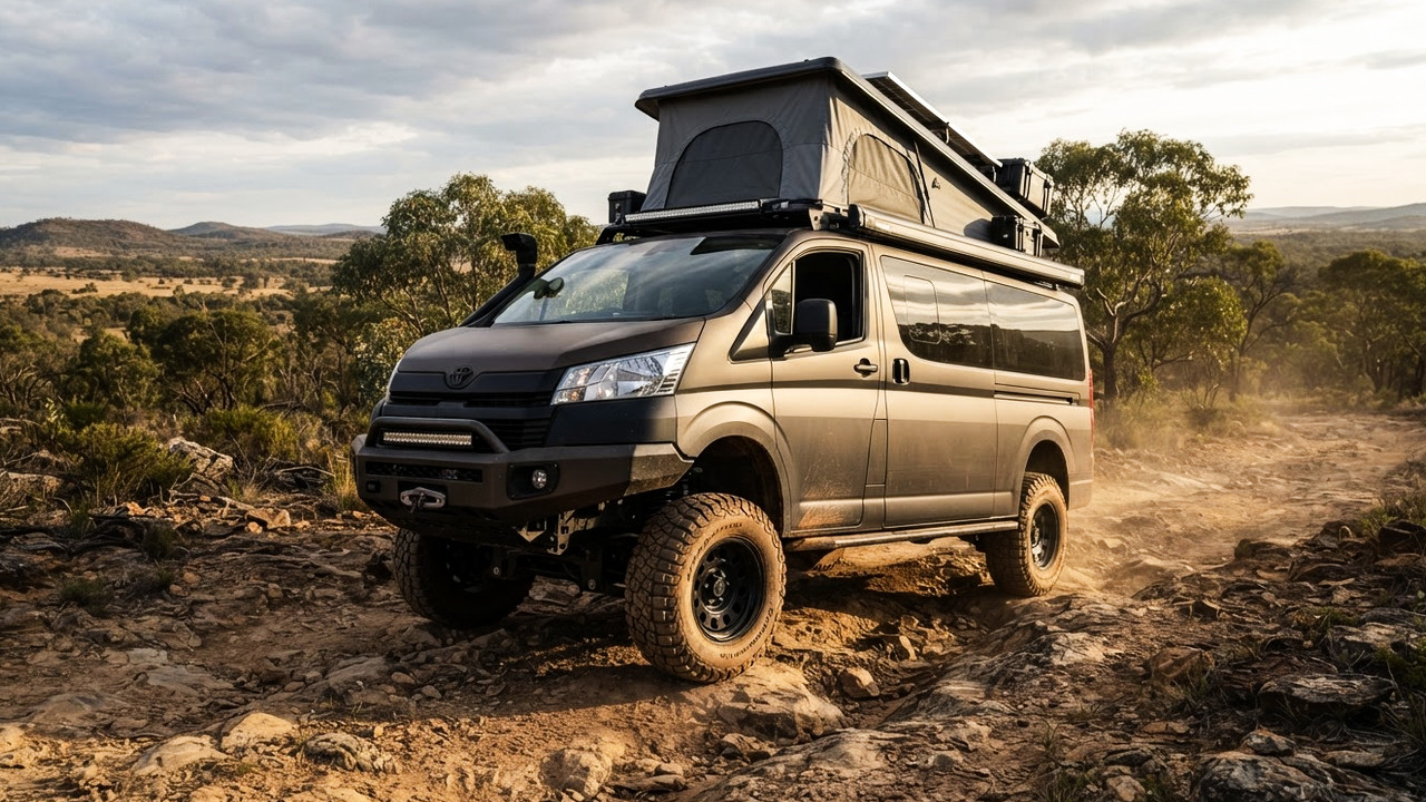 Иллюстрация 101auto.ru: Toyota HiAce превратили в 4x4 кемпер с клиренсом выше, чем у Land Cruiser