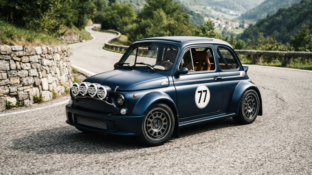 Иллюстрация 101auto.ru: La Cinquecento показала рестомод Fiat 500 с раллийным настроением и доработанным шасси