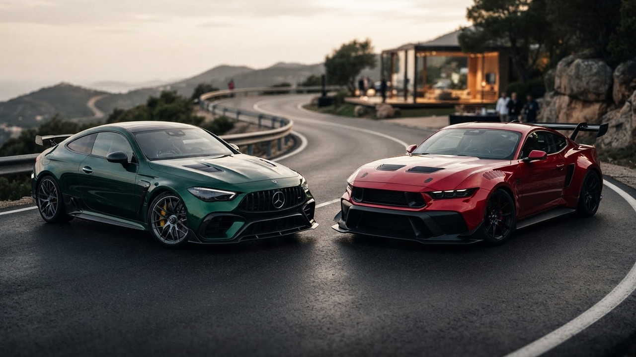 Иллюстрация 101auto.ru: Mercedes-AMG CLE 646 и Ford Mustang GTD: кто сильнее в мире дорогих купе