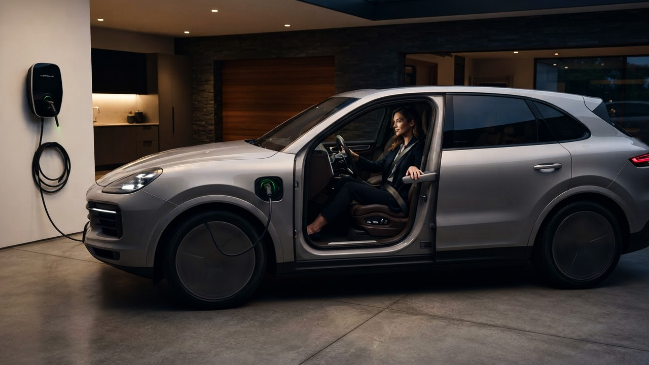 Иллюстрация 101auto.ru: Porsche Cayenne Electric получил электродвери и беспроводную зарядку для дома