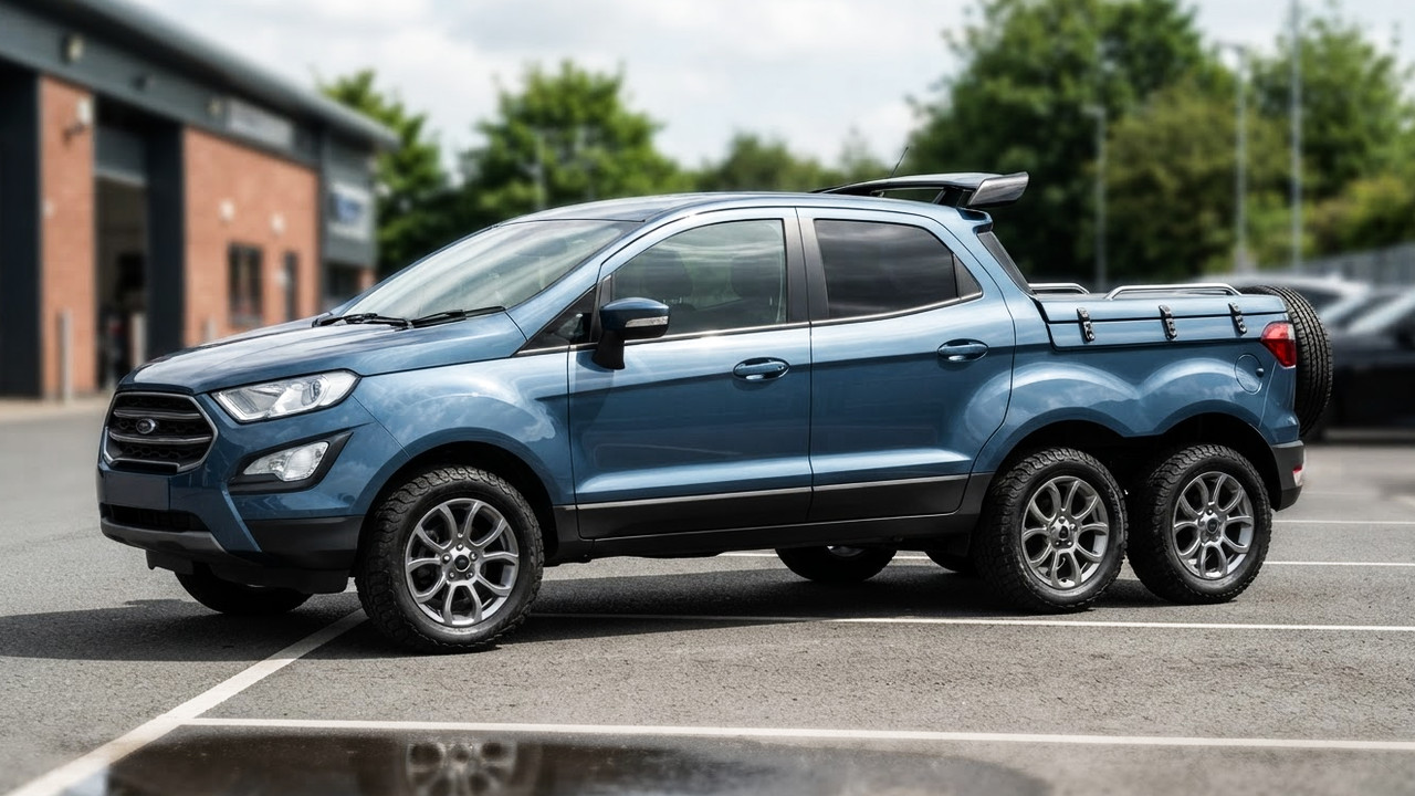 Иллюстрация 101auto.ru: Шестиколёсный Ford EcoSport выставили на продажу после странного, но качественного тюнинга