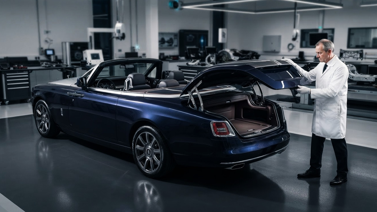 Иллюстрация 101auto.ru: Rolls-Royce Nightingale: багажник родстера проверяют 15 000 открываний перед выдачей