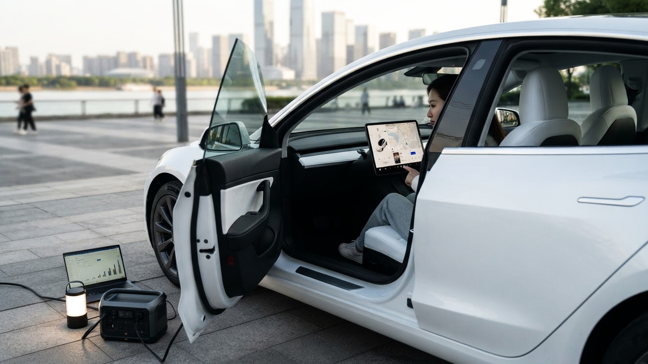 Иллюстрация 101auto.ru: Tesla Model 3 в Китае получил экран 16 дюймов и функцию V2L