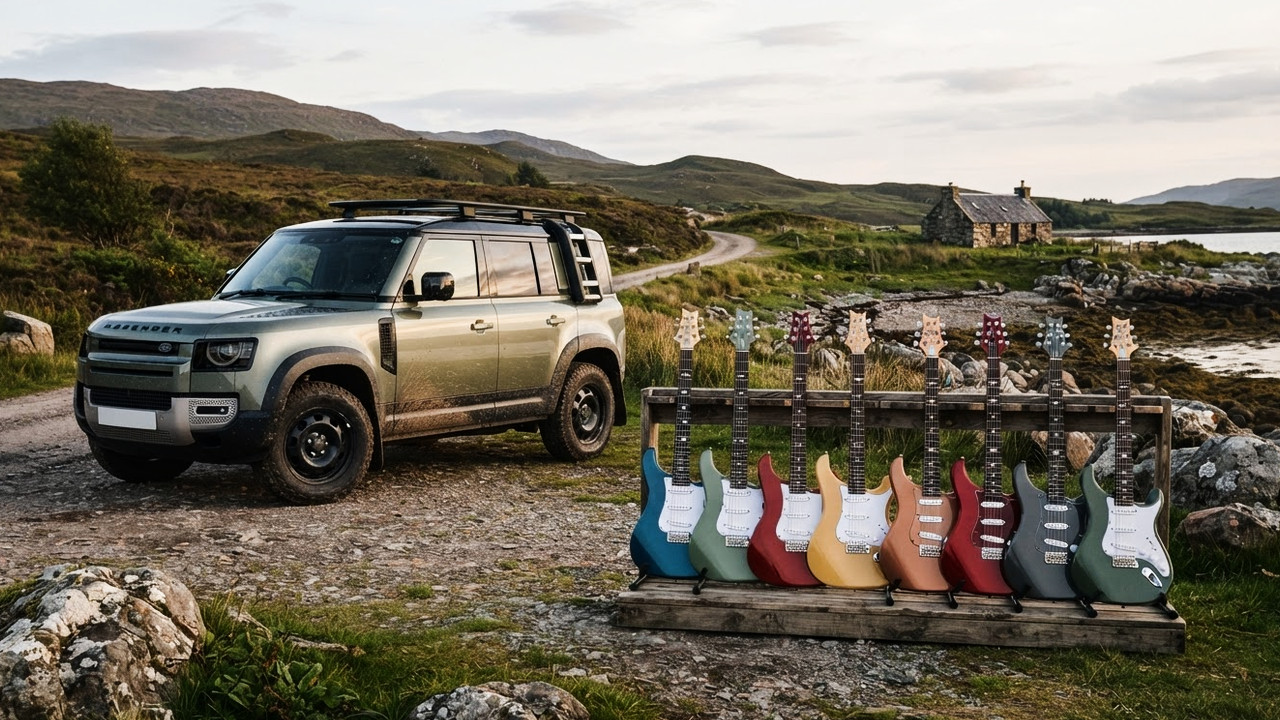 Иллюстрация 101auto.ru: Land Rover Defender и PRS выпустили гитары в цветах внедорожника